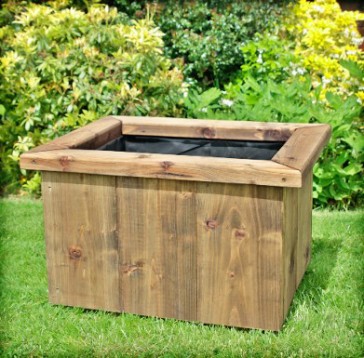 Deep Rustic Large Wooden Planter 750